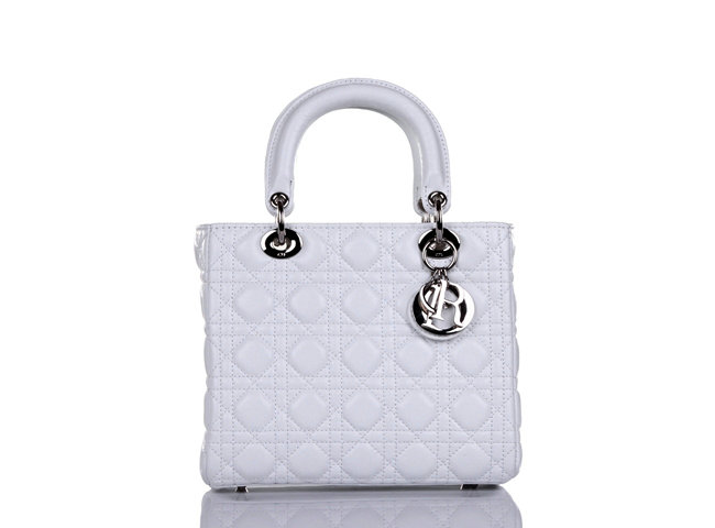 lady dior lambskin leather bag 6322 white with silver hardware